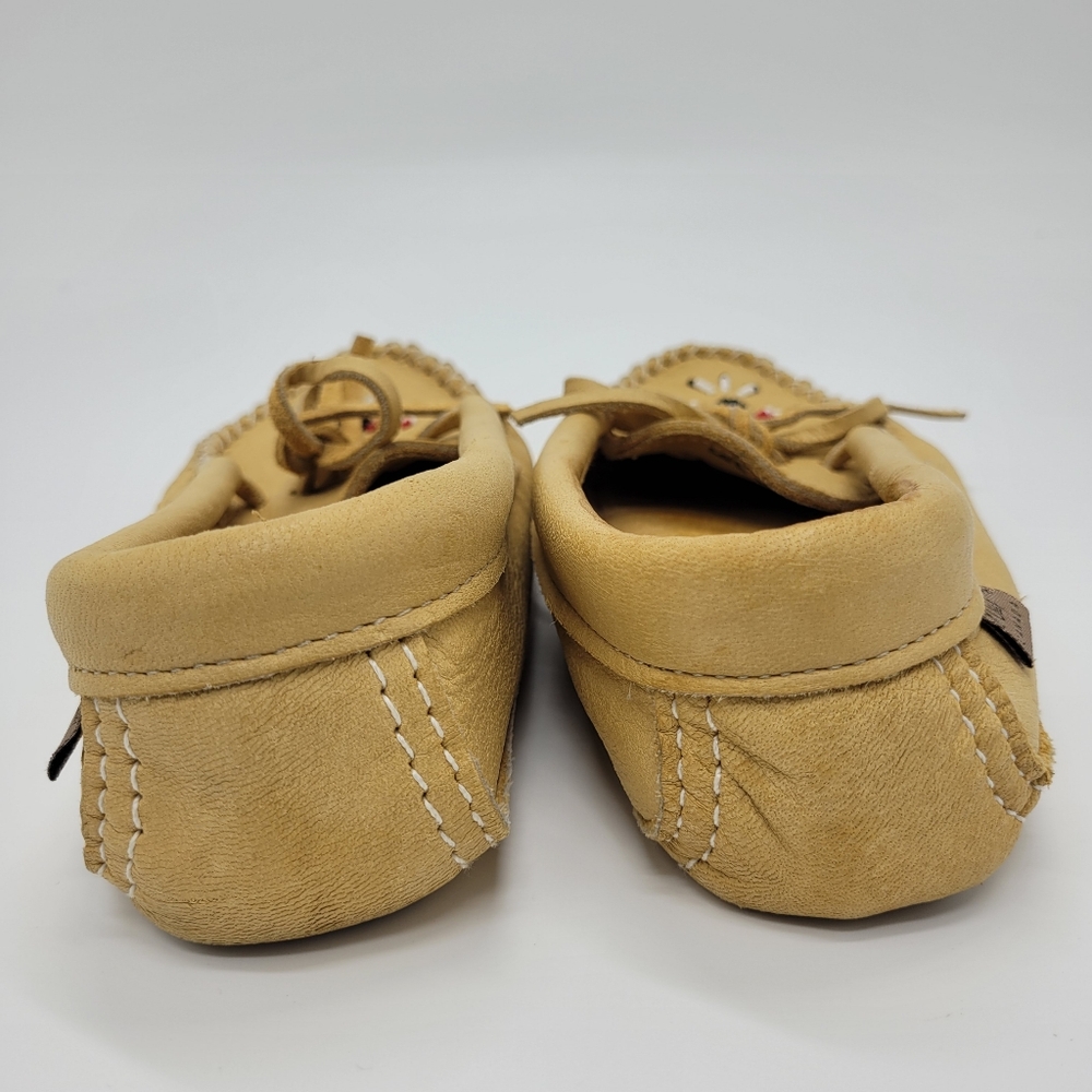Laurentian Chief Moccasins Tan Moosehide Beaded Canada Style 7463 Womens Size 7 - Picture 6 of 16